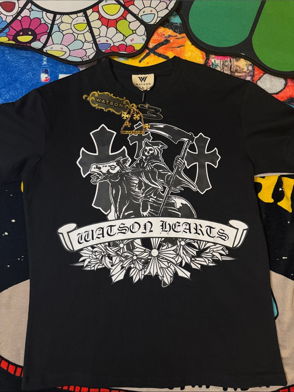Watson Luxe “Calm Hearts” Heavyweight Graphic Tee – Black